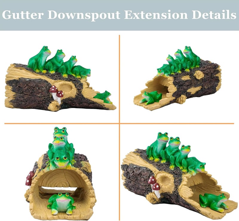 Euiroet Frogs Gutter Downspout Extender Statue, Outdoor Decor Sculpture Ornament, Decorative Gutter Extension, Splash Block, Downspout Diverter, Eco-Friendly Resin, Perfect for 3"x4" Downspouts - Image 4